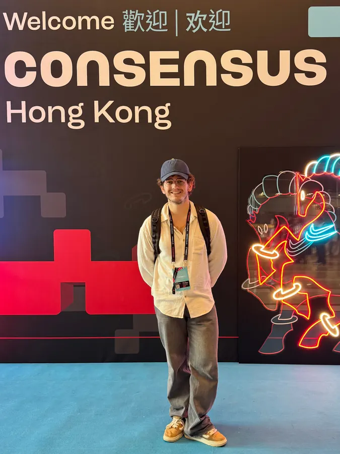 A LeadGet team member at the Consensus conference in Hong Kong